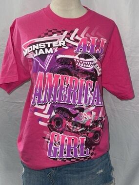 All American Girl Hot Pink Monster Jam Graphic Tee Scooby doo